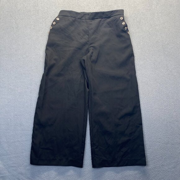 MEG &MARGOT Wide Leg High Rise Black Pants Buttons Size XL,Pockets.Elastic Waist - Picture 1 of 7